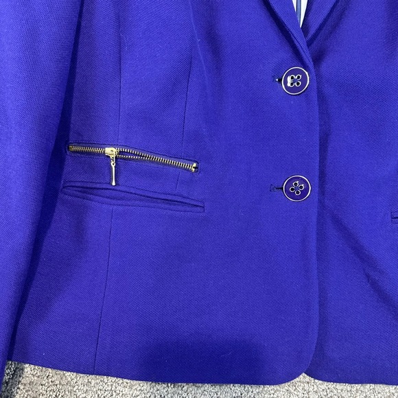 Chico's Women's Blazer Jacket Size 2 Blue Striped Lined Business Casual - Picture 2 of 7